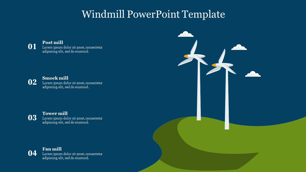 Breeze Windmill PowerPoint Template Presentation Slide